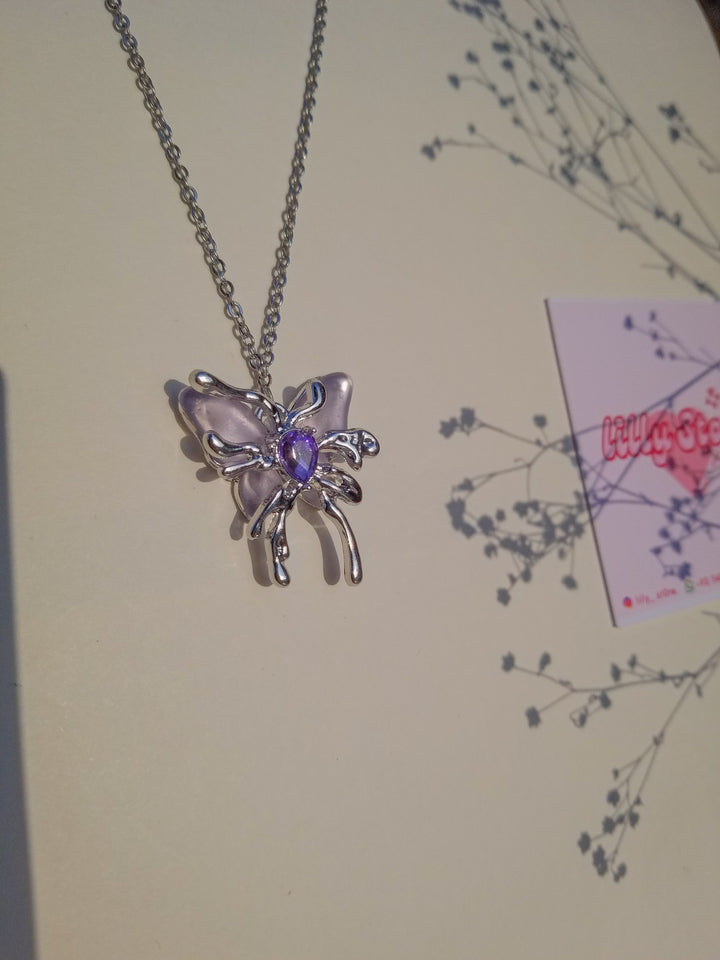 PURPLE SAPPHIRE BUTTERFLY NECKLACE