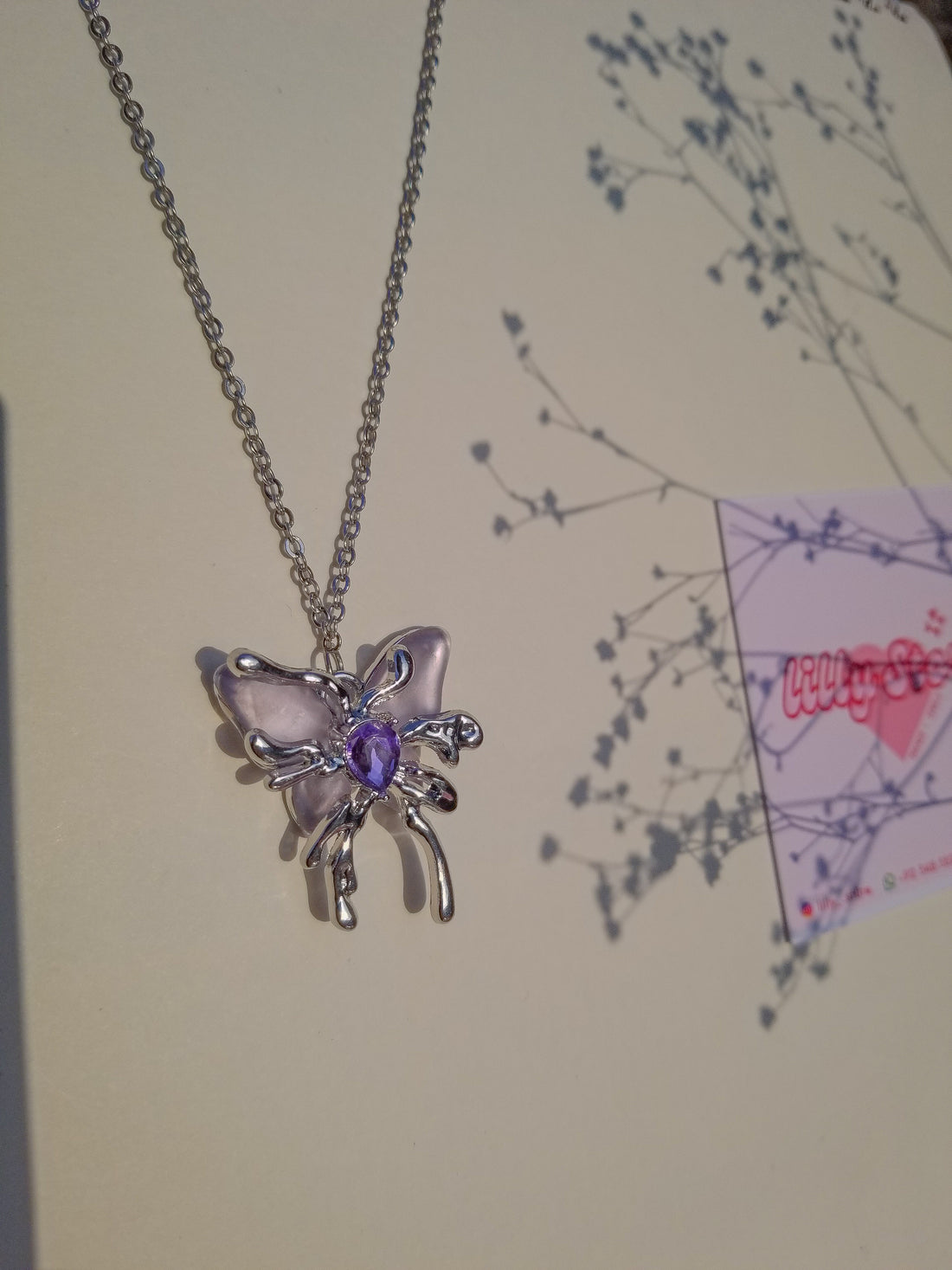 PURPLE SAPPHIRE BUTTERFLY NECKLACE