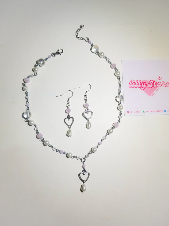 HEART DROP NECKLACE & EARRINGS SET