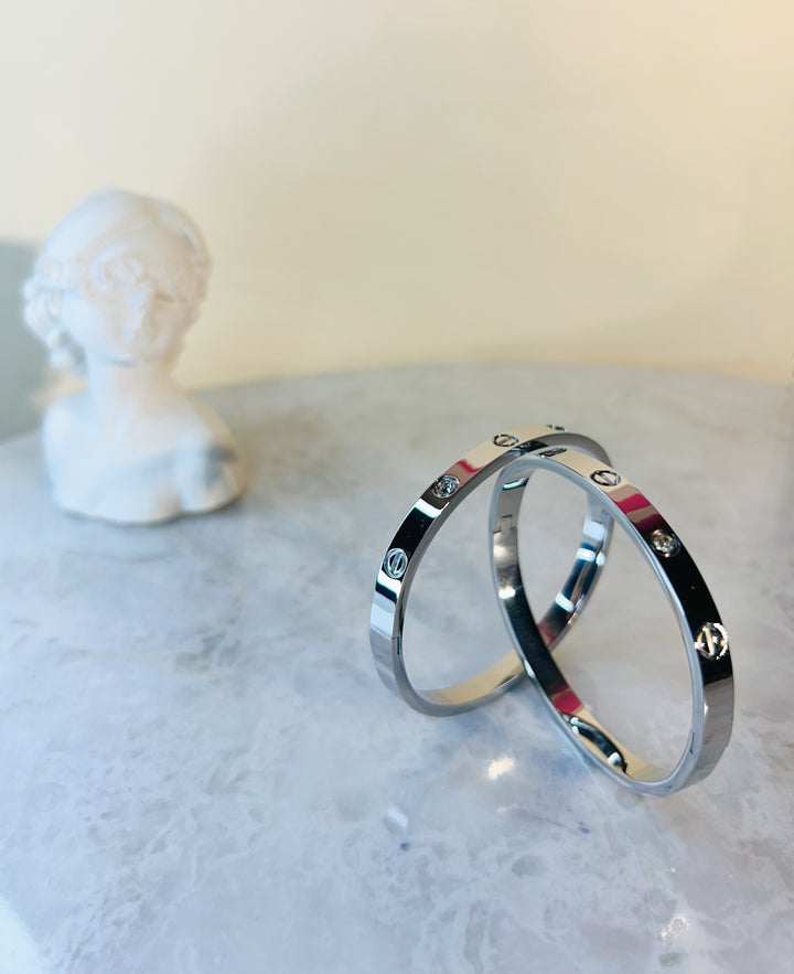 SILVER STONE BANGLE