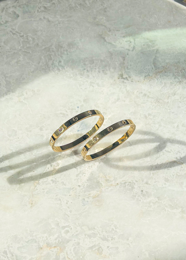 GOLDEN STONE BANGLE (STAINLESS STEEL)